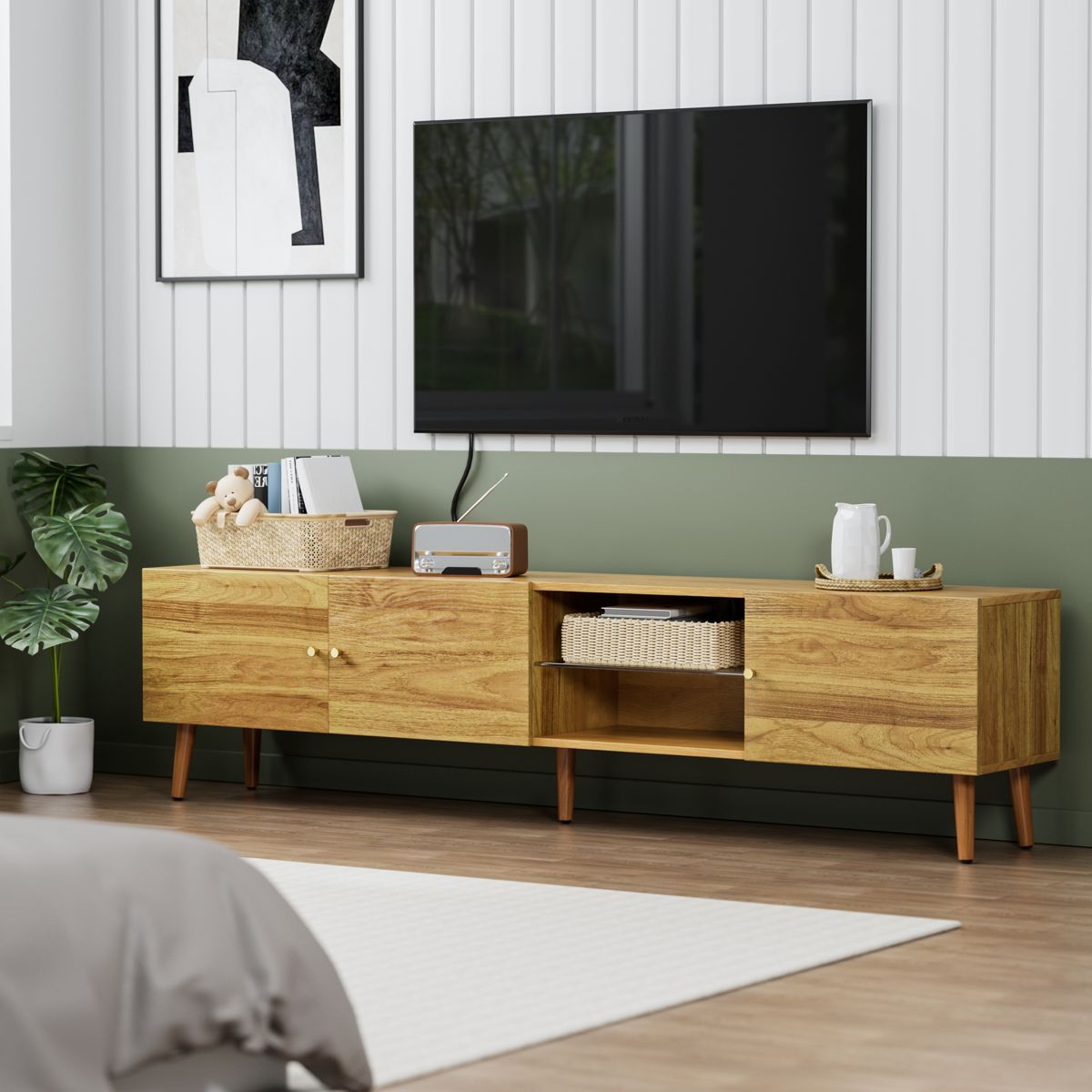 70-Inch Mid-Century TV Stand with Storage — view 3