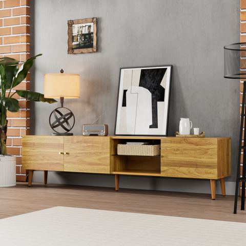 70-Inch Mid-Century TV Stand with Storage — view 1