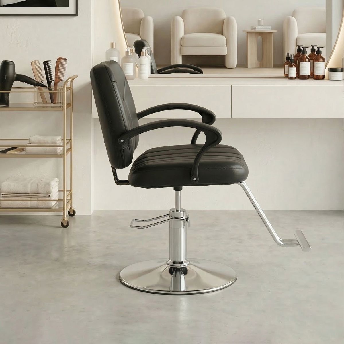 Hydraulic Barber Styling Chair with Chrome Base — view 2