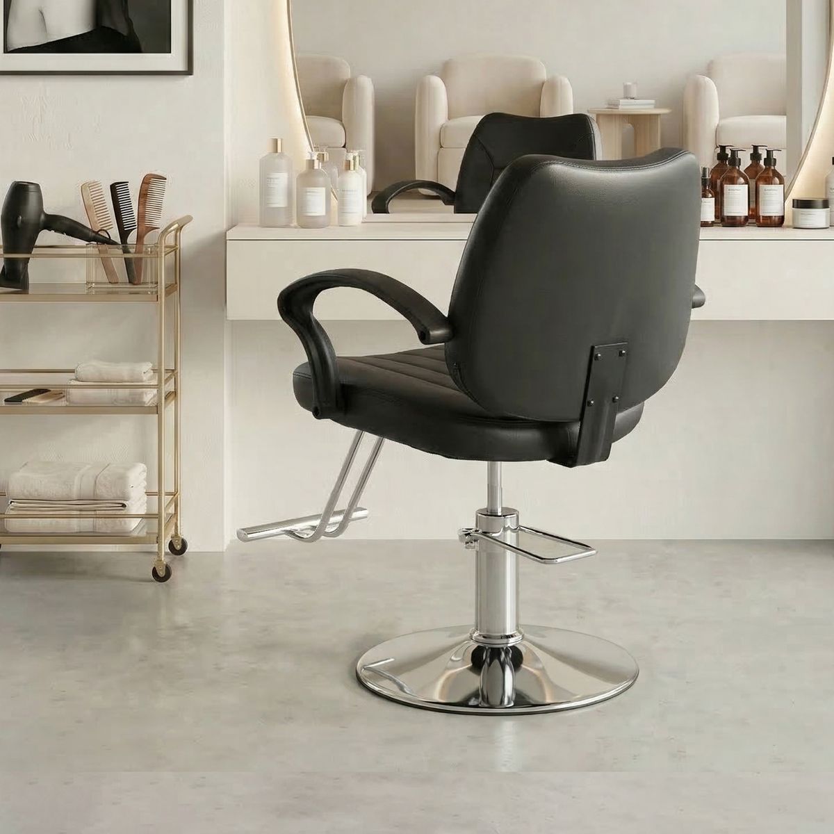 Hydraulic Barber Styling Chair with Chrome Base — view 3