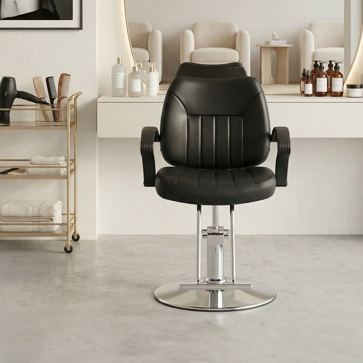 Hydraulic Barber Styling Chair with Chrome Base