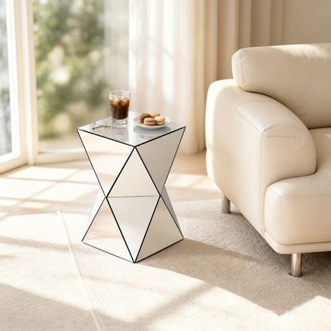 Mirrored Geometric Side Table