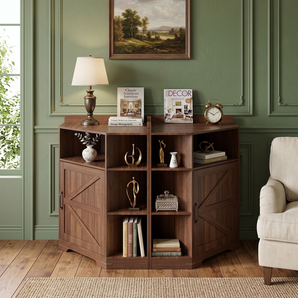 6-Cubby Corner Cabinet with Charging Ports — view 2