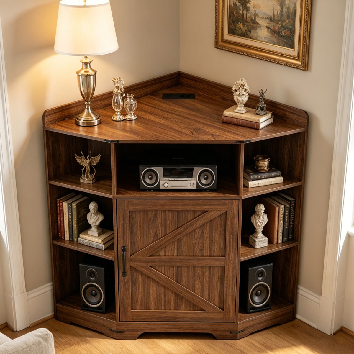 6-Cubby Corner Cabinet with Charging Ports — view 3