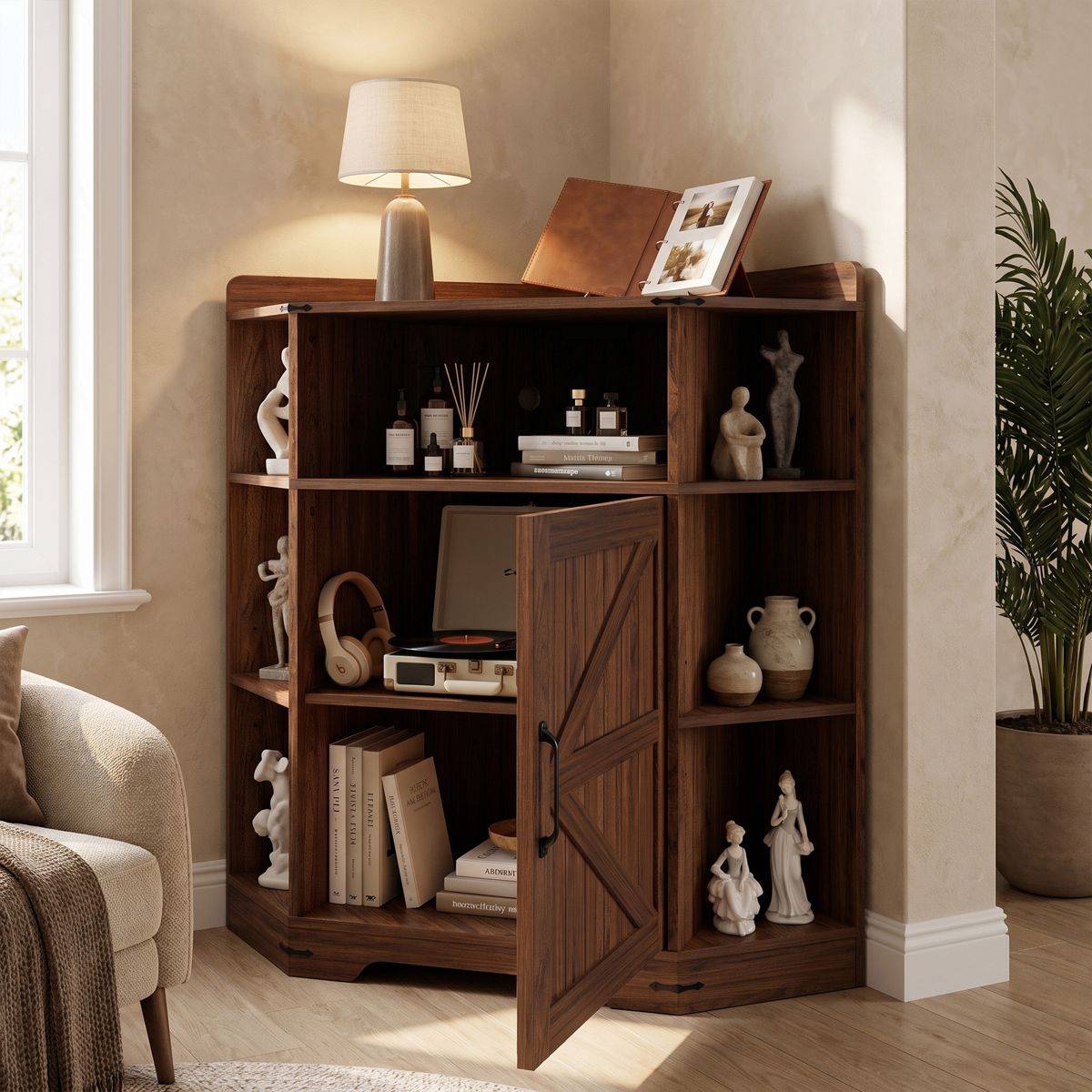 6-Cubby Corner Cabinet with Charging Ports — view 4