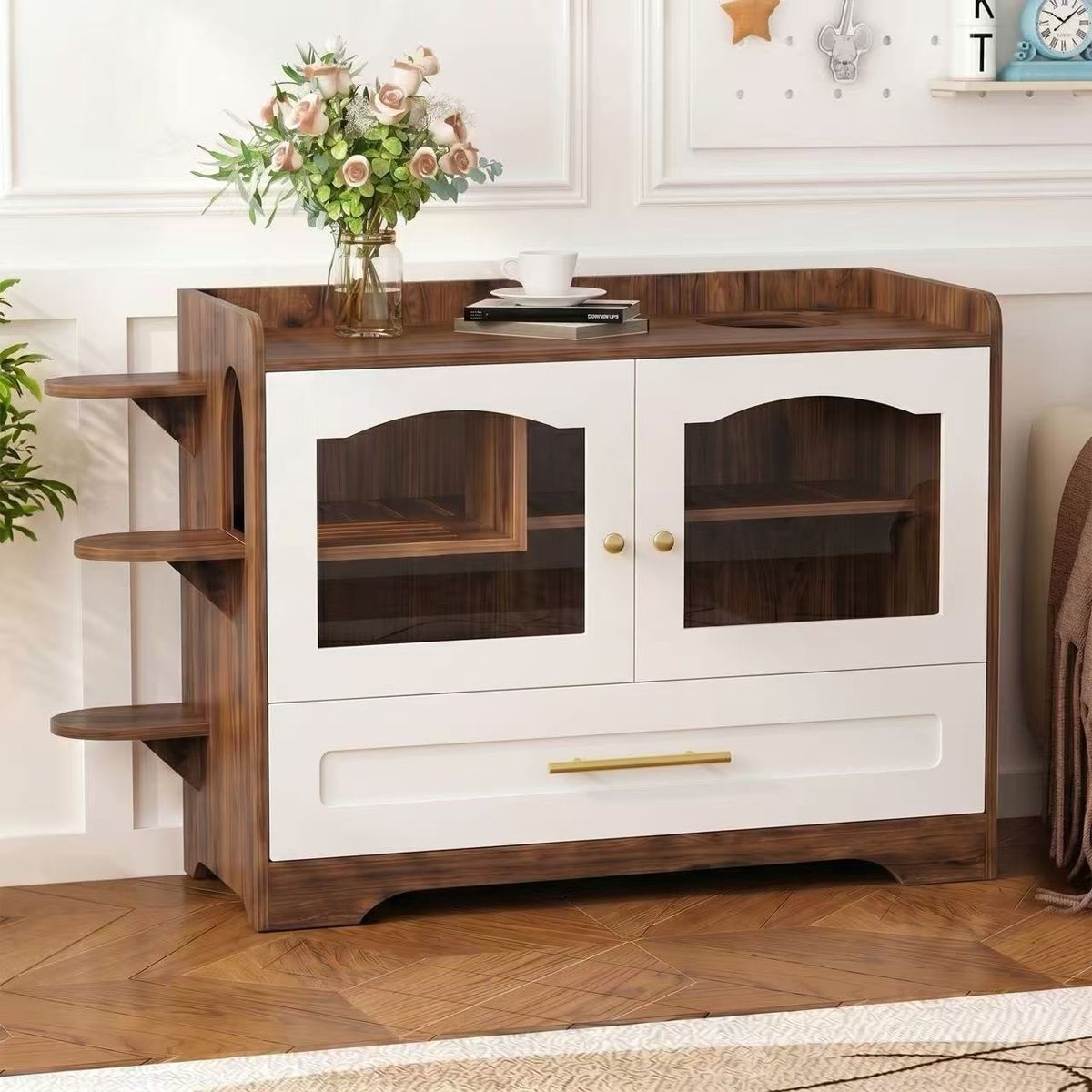 Hidden Cat Litter Box Cabinet with Acrylic Door