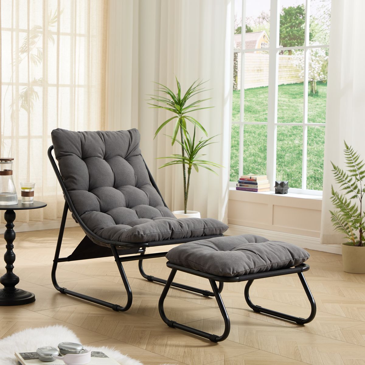 Sling Lounge Chair with Ottoman