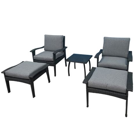 5-Piece Rattan Chair and Ottoman Set