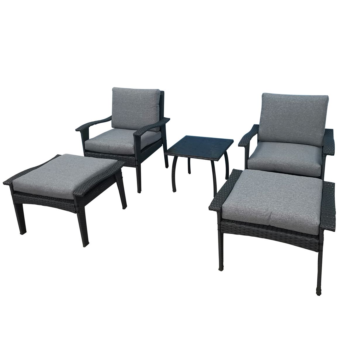 5-Piece Rattan Chair and Ottoman Set