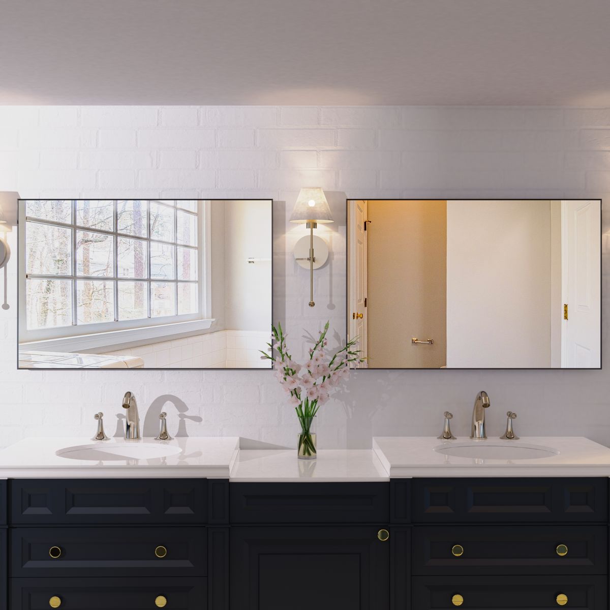 36 x 24 Black Aluminum Framed Bathroom Mirror — view 4