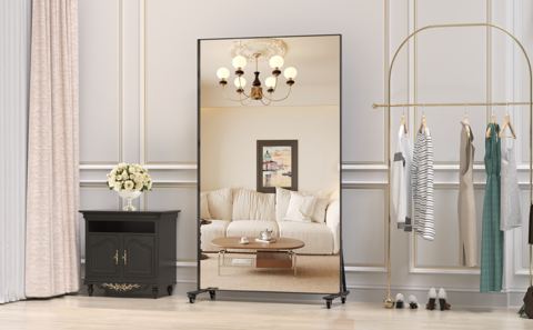 67-Inch Full-Length Floor Mirror on Wheels
