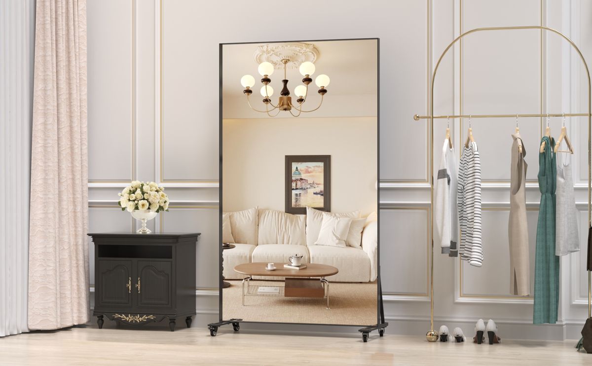 67-Inch Full-Length Floor Mirror on Wheels