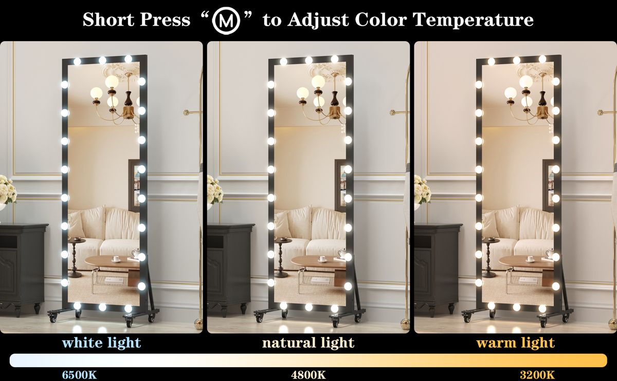 63 x 24 Bulb-Lit Full Length Vanity Mirror — view 2