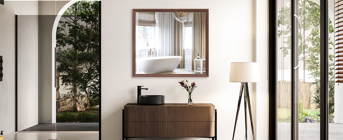 40 x 36-Inch Walnut-Tone Aluminum Wall Mirror — view 3