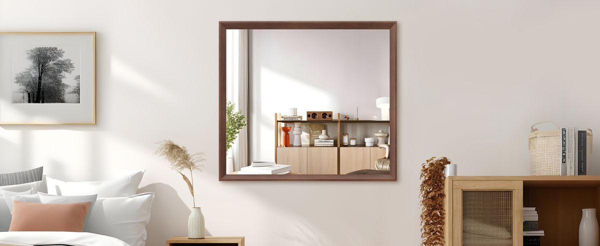 40 x 36-Inch Walnut-Tone Aluminum Wall Mirror — view 4