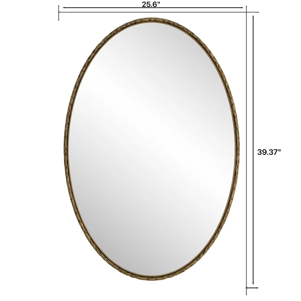 Oval Iron Frame Mirror with Antique Gold Finish — view 4