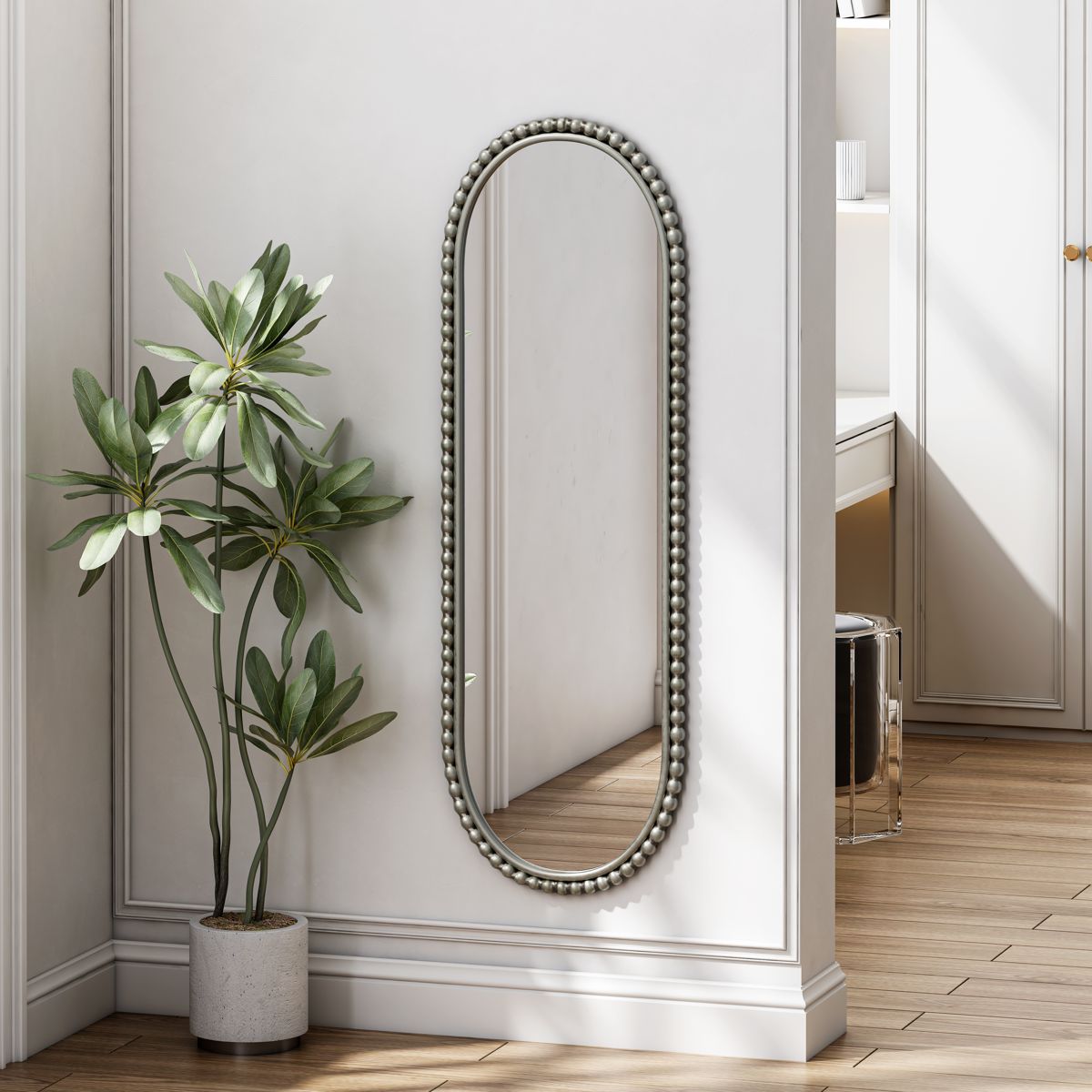 Oval Antique-Effect Iron Wall Mirror — view 2