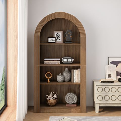 79-Inch Mid-Century Arched Bookcase