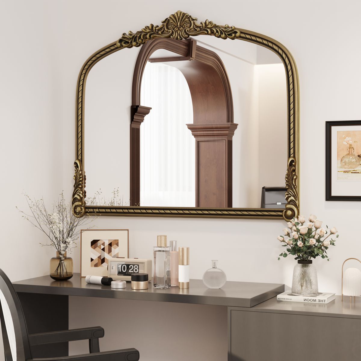 Arched Vintage Relief Wall Mirror — view 2