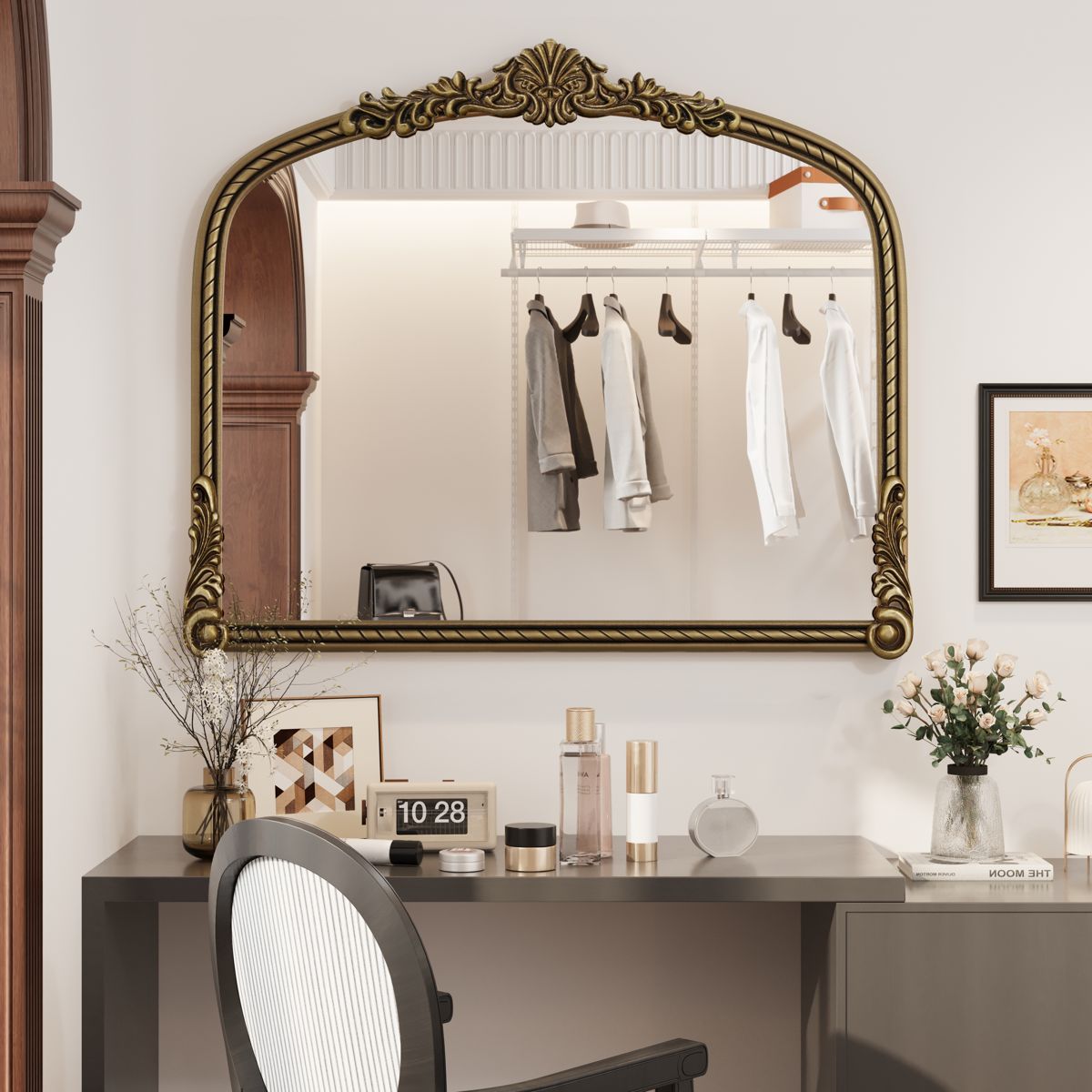 Arched Vintage Relief Wall Mirror