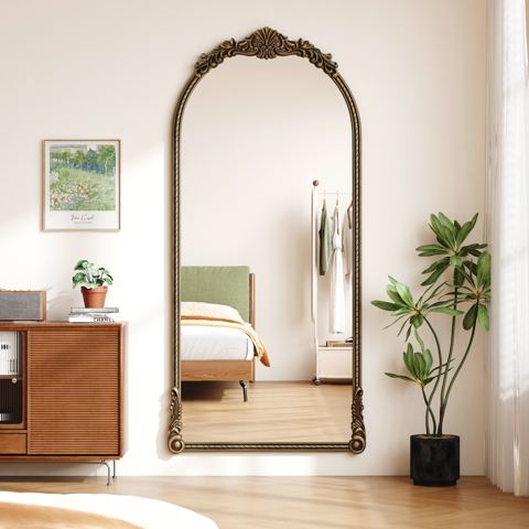 73-Inch Vintage Relief Arched Mirror — view 1