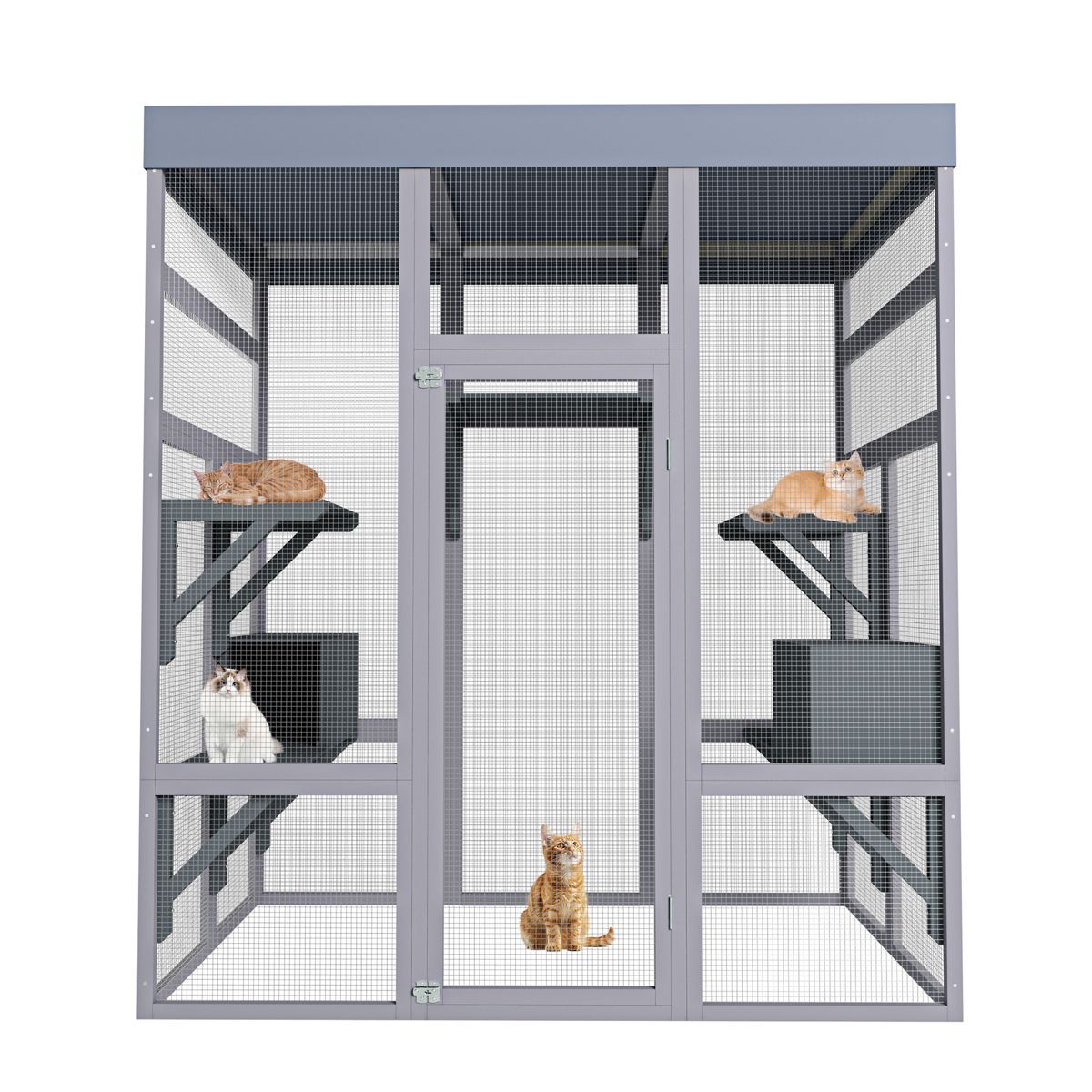 62.6-Inch Solid Wood Catio with Napping Houses — view 2