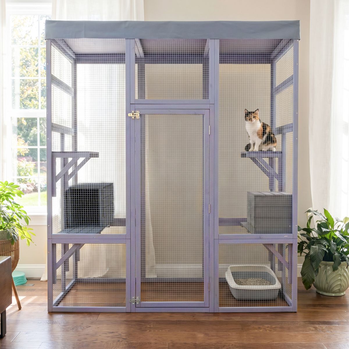 62.6-Inch Solid Wood Catio with Napping Houses — view 4