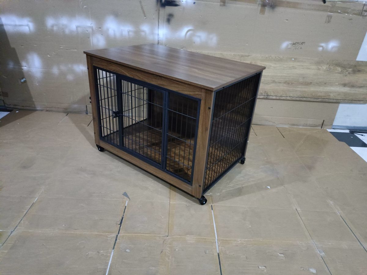 38.6-Inch Dog Crate End Table on Wheels — view 4