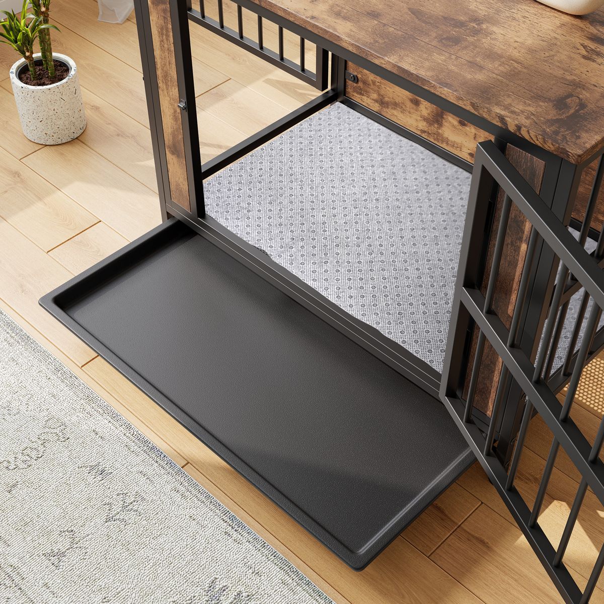 32.8-Inch Dog Crate Table with Sliding Doors — view 2