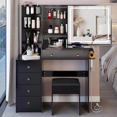 37-Inch LED Vanity Table with Power Station