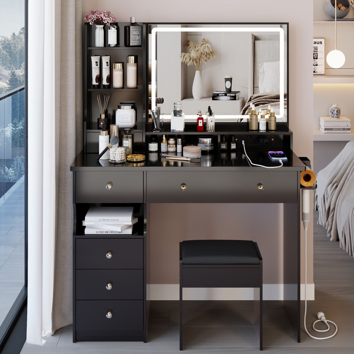 41-Inch Vanity Set with Charging Station
