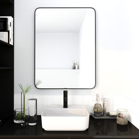 24 x 32 Black Framed Mirror with PVC Backboard — view 1