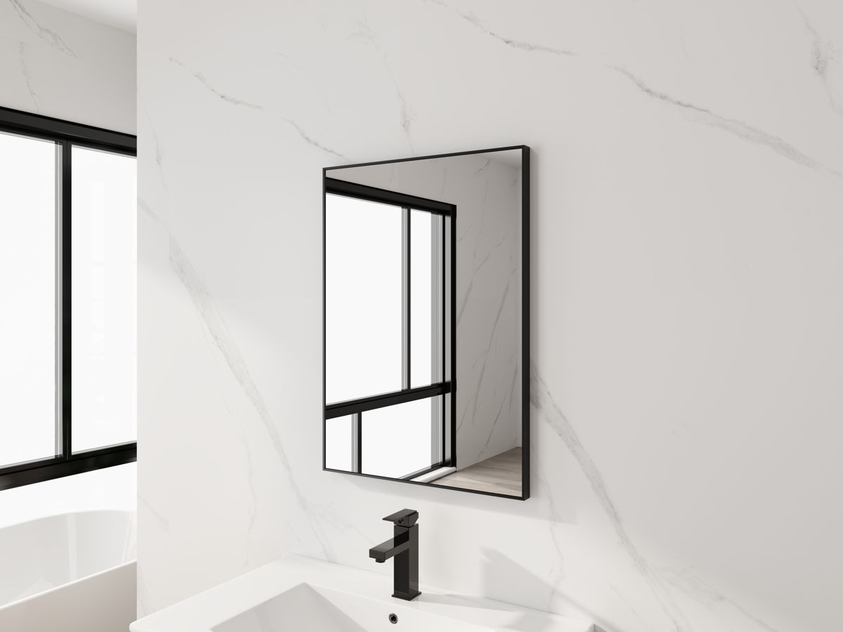 20-Inch Matte Black Aluminum Bathroom Mirror — view 2