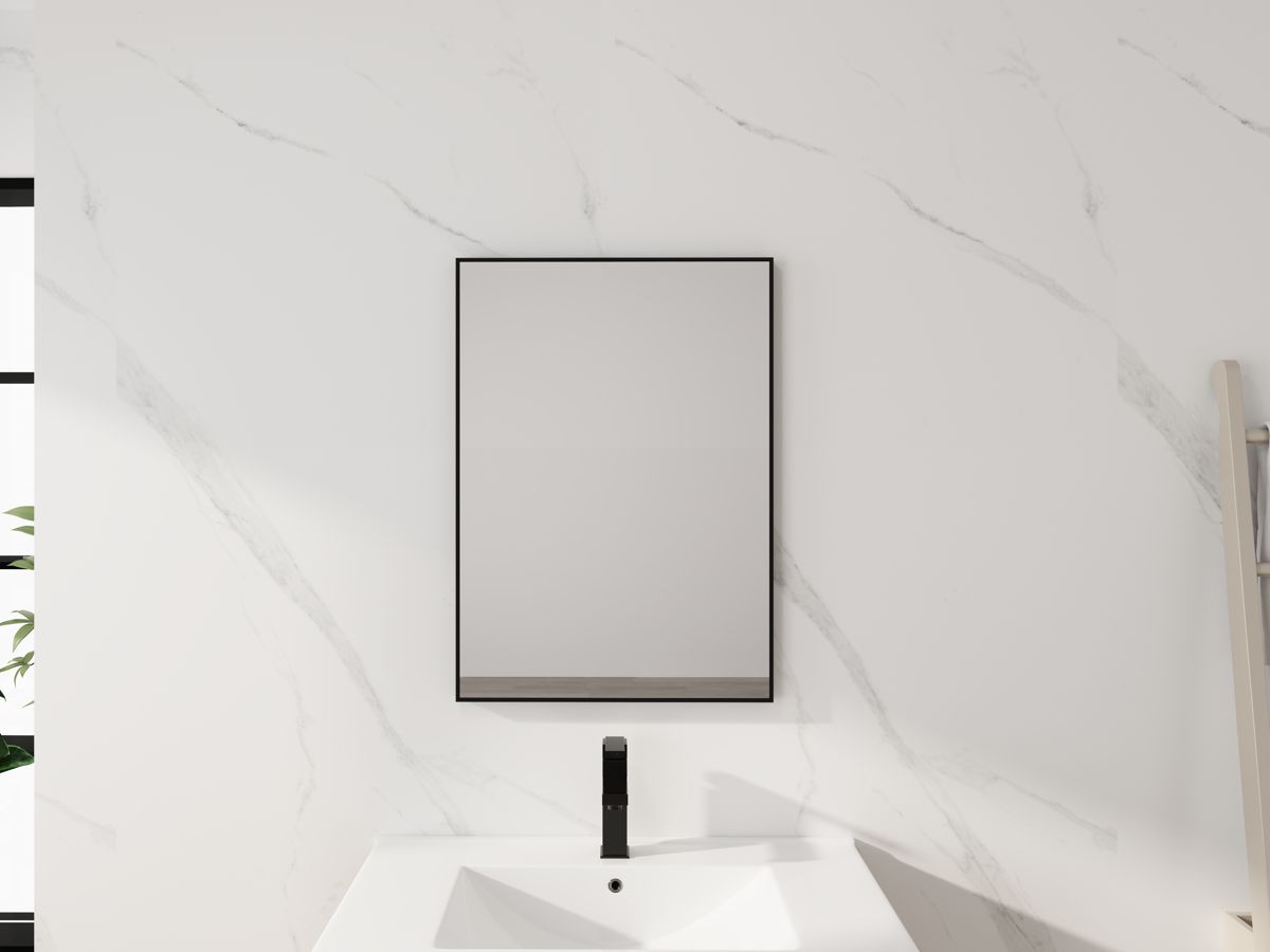 20-Inch Matte Black Aluminum Bathroom Mirror — view 3