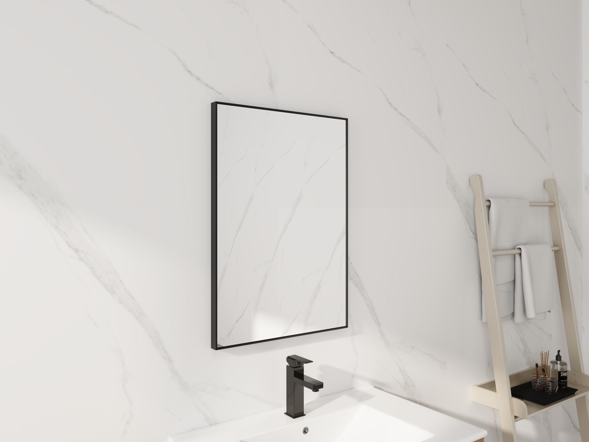 20-Inch Matte Black Aluminum Bathroom Mirror — view 4