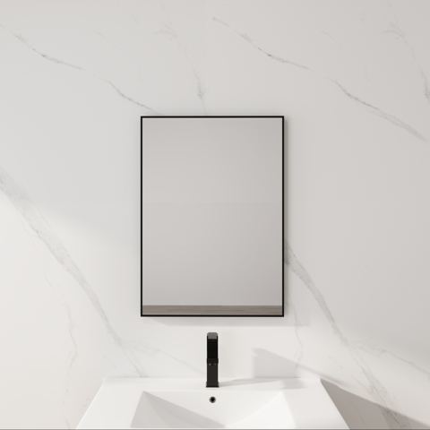 20-Inch Matte Black Aluminum Bathroom Mirror